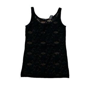New York & Company Women Y2K Party Black Mesh Sheer Tank Top Size XS